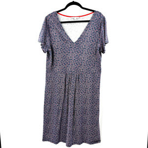 Boden Penelope Jersey Dress Red White Blue Dot Floral Sundress Shirt Dress